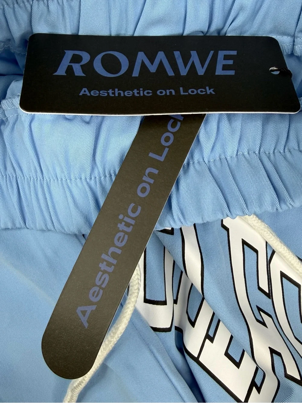 ROMWE Los Angeles Graphic Basketball Shorts Men’s M Blue Y2K NWT Drawstring